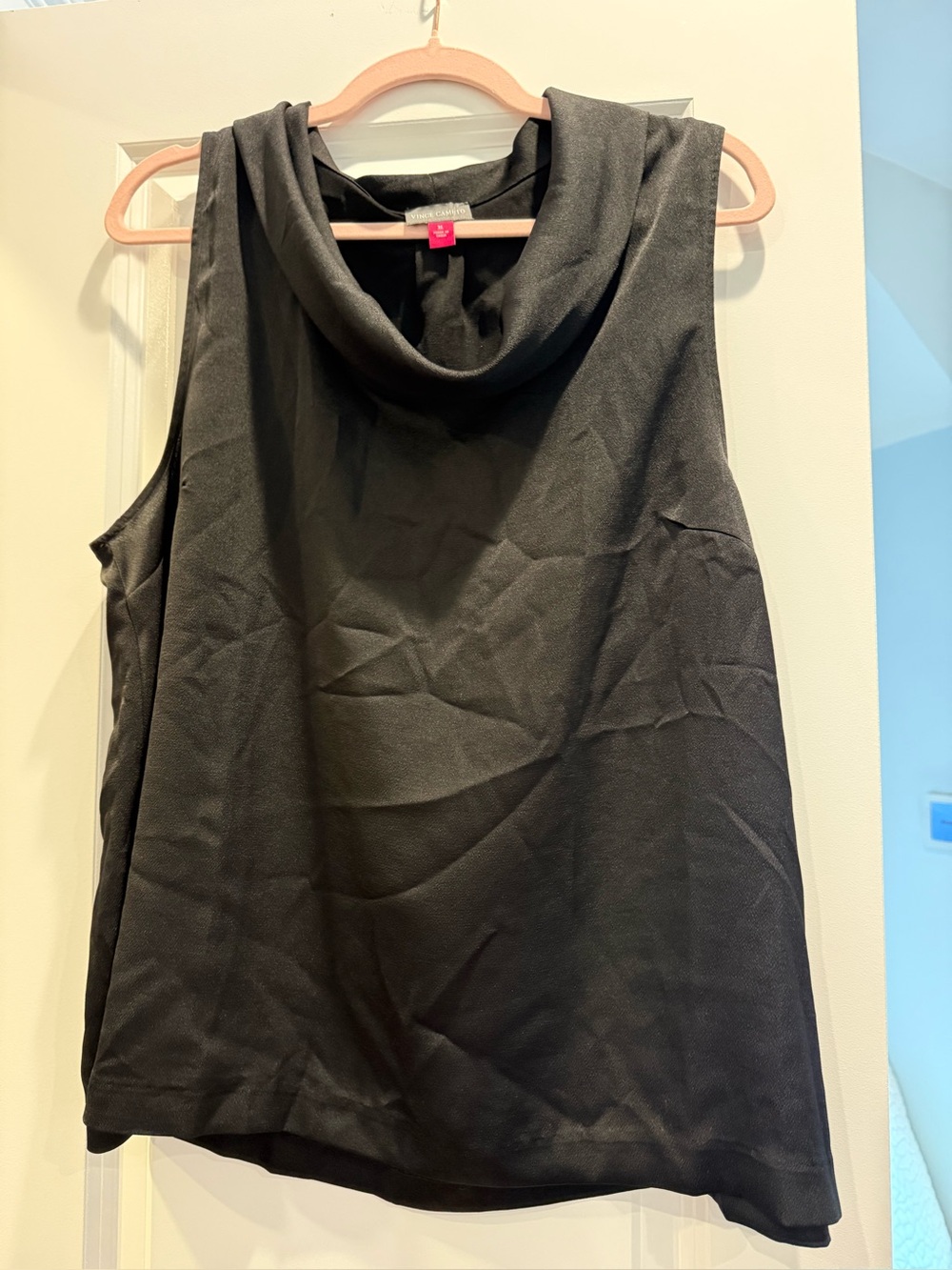 XL Vince Camuto black cowl neck sleeveless blouse